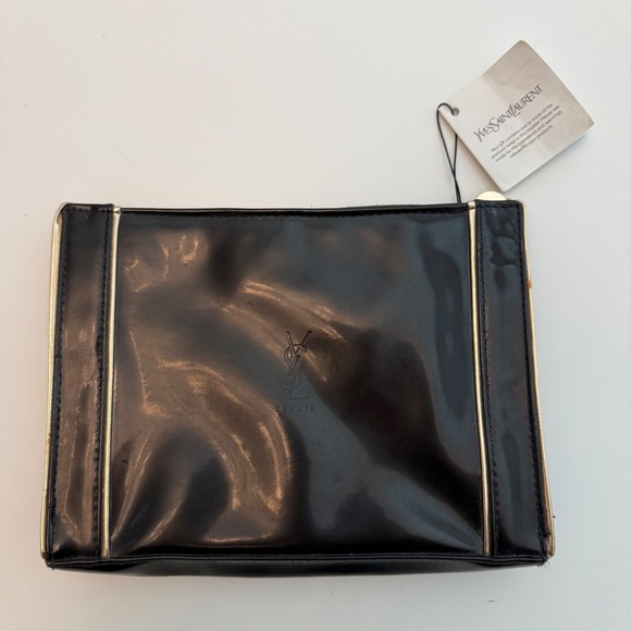 Yves Saint Laurent YSL Beaute Black Cosmetic Bag Makeup Pouch with Tag - Picture 1 of 3